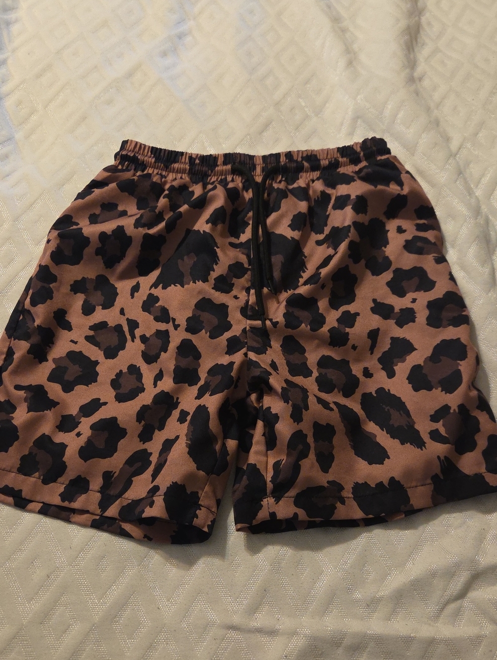 SHEIN Brown and Black Leopard Print Athletic Shorts
